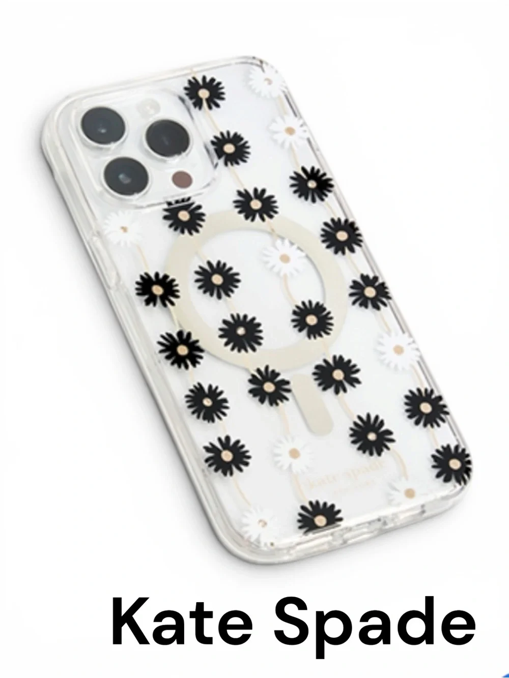 Kate Spade Black & White Daisy Clear I Phone 15 Pro Max Case NWT